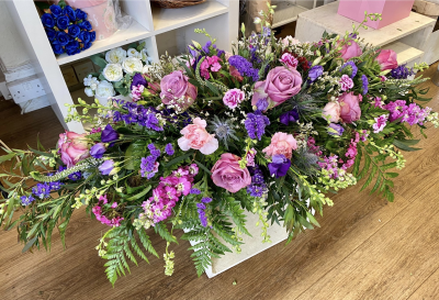 Double Ended Spray SYM-903 - This pink and purple double ended spray is lovingly made to order. We cannot guarantee what the flower varieties or colours will be, unless specified on the product description.